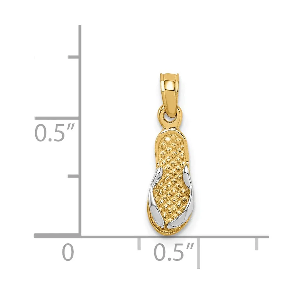 14k  3D w/Rhodium Single Flip-Flop Pendant
