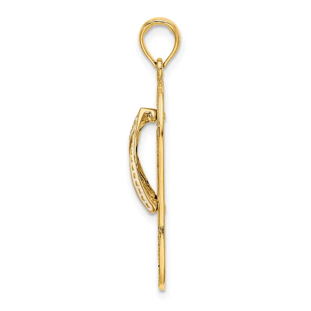 14k Yellow Gold Enamel Palm Tree Flip-Flop Charm