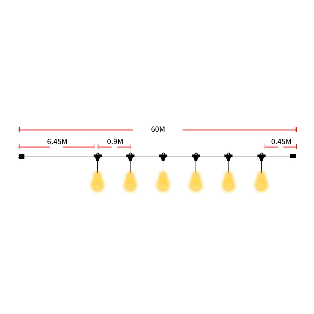 60M Festoon String Lights Xmas Wedding Party Waterproof Garden Outdoor