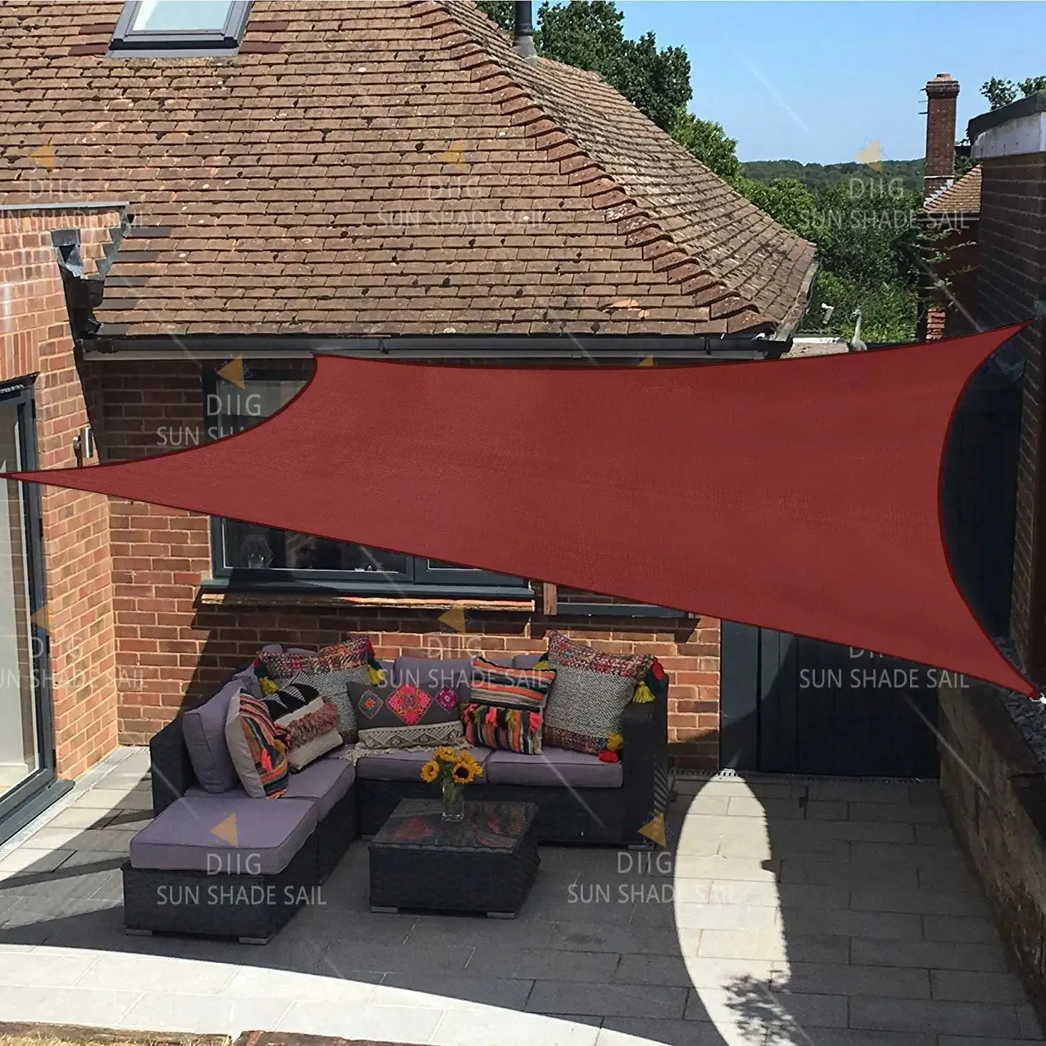 6'x'12' Rectangle Patio Sun Shade Sail（Red Color）