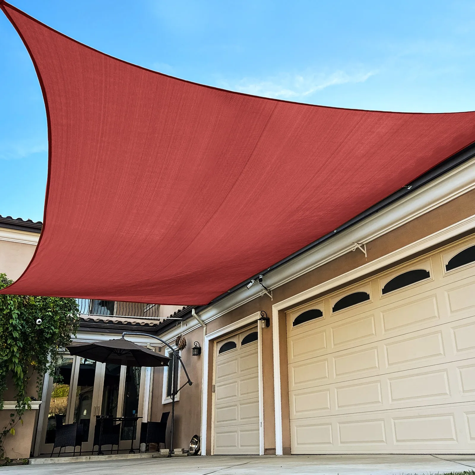 6'x'12' Rectangle Patio Sun Shade Sail（Red Color）