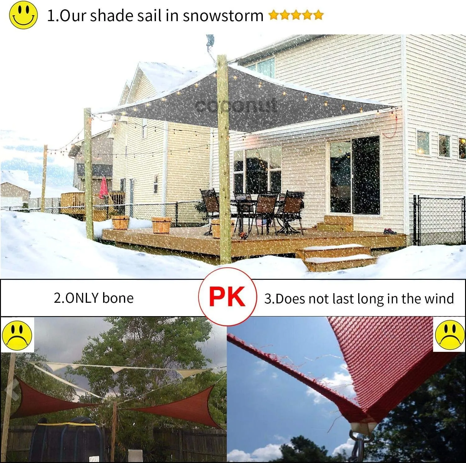 6'x'16' Rectangle Patio Sun Shade Sail（Grey Color）