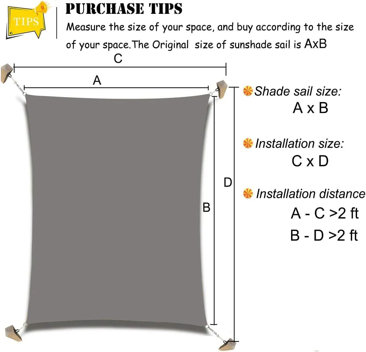 6'x'16' Rectangle Patio Sun Shade Sail（Grey Color）