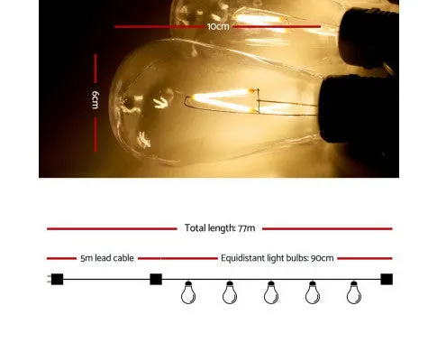 80PCS LED Festoon String Lights Wedding Christmas Outdoor