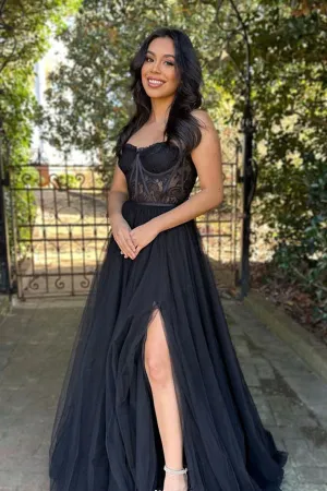 A Line Sweetheart Neck Red Lace Long Prom Dress Formal Dress APP0742