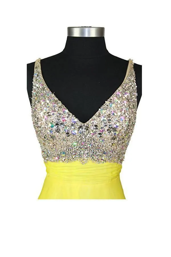 A Line V-neck  Formal Chiffon Prom Dresses Evening Dresses  PG258