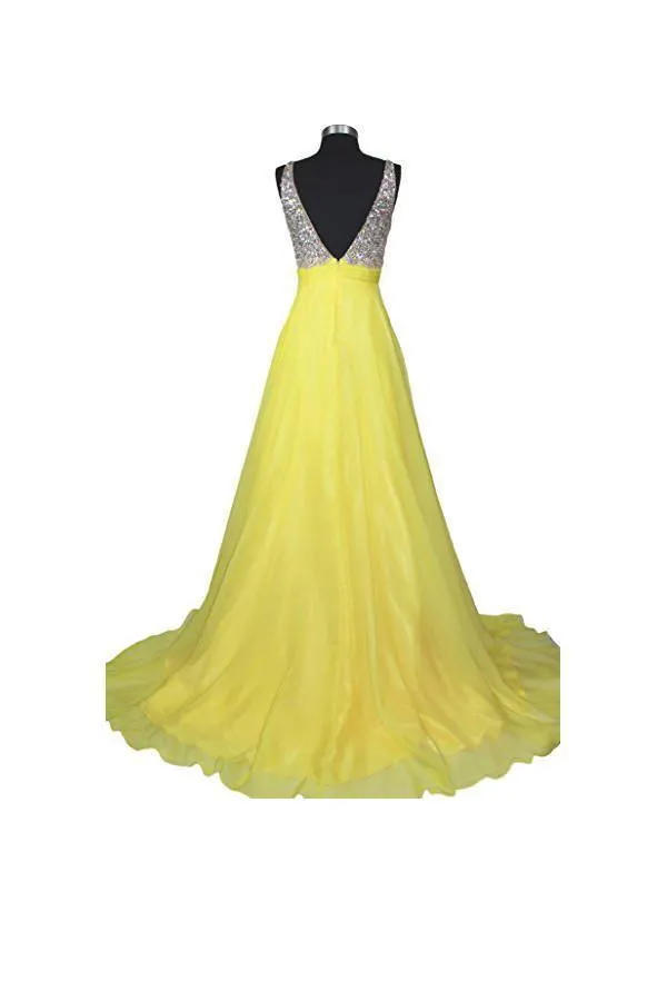 A Line V-neck  Formal Chiffon Prom Dresses Evening Dresses  PG258