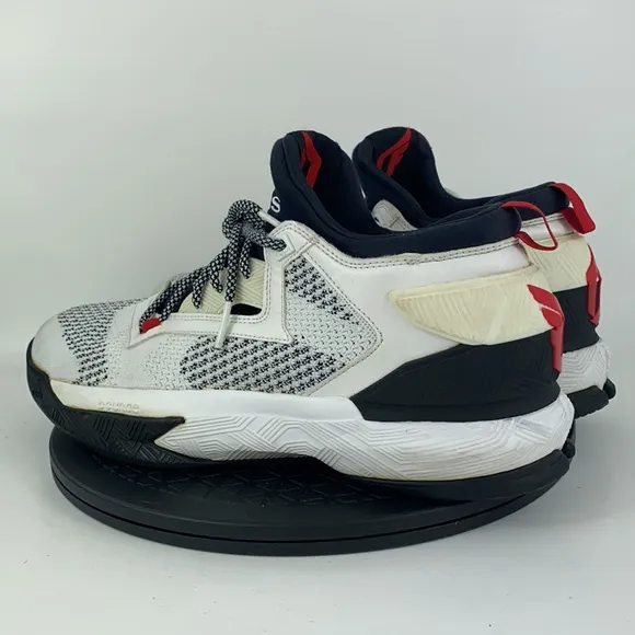 Adidas D Lillard 2 Primeknit White/Red Basketball Shoes B54171 Men's Size 12