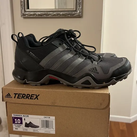 adidas Terrex AX2R Outdoor Plein Air Black Gray Hiking Trail Shoes Size 10 EUC