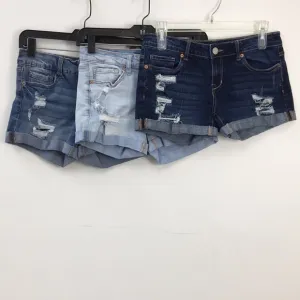 Aeropostale Women's Light Medium Dark Wash Jean Shorts Bundle of 3 Size 4