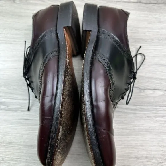 Allen Edmonds Polo Burgundy Black Leather‎ Saddle Oxfords Size 11 R Shoes