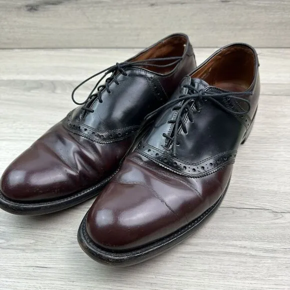 Allen Edmonds Polo Burgundy Black Leather‎ Saddle Oxfords Size 11 R Shoes