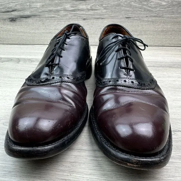 Allen Edmonds Polo Burgundy Black Leather‎ Saddle Oxfords Size 11 R Shoes