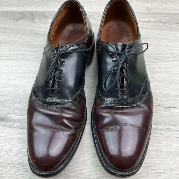 Allen Edmonds Polo Burgundy Black Leather‎ Saddle Oxfords Size 11 R Shoes
