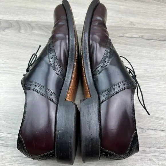 Allen Edmonds Polo Burgundy Black Leather‎ Saddle Oxfords Size 11 R Shoes