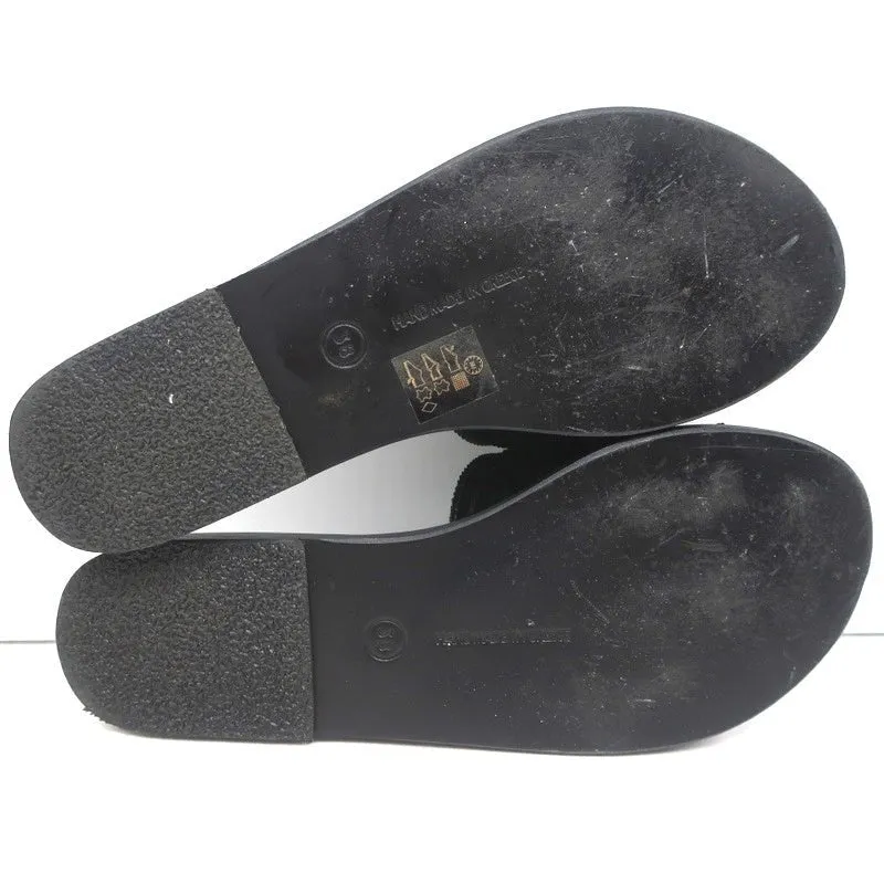 Ancient Greek Sandals Taygete Bow Slide Sandals Black Velvet Size 38