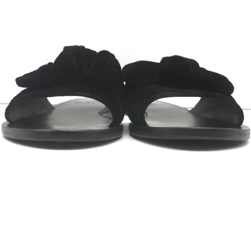 Ancient Greek Sandals Taygete Bow Slide Sandals Black Velvet Size 38