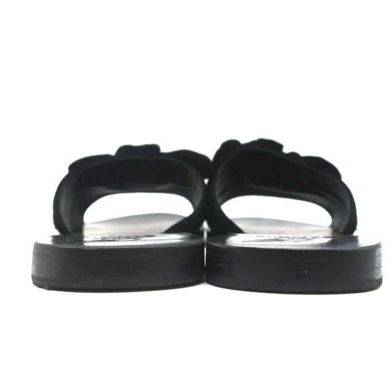 Ancient Greek Sandals Taygete Bow Slide Sandals Black Velvet Size 38
