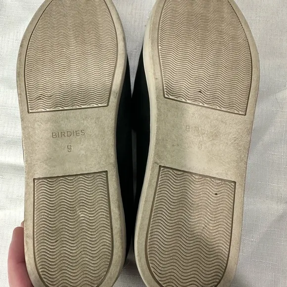 Birdies Black Leather Slip Ons Size 9