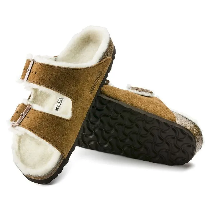 BIRKENSTOCK- ARIZONA SHEARLING SUEDE LEATHER SANDAL