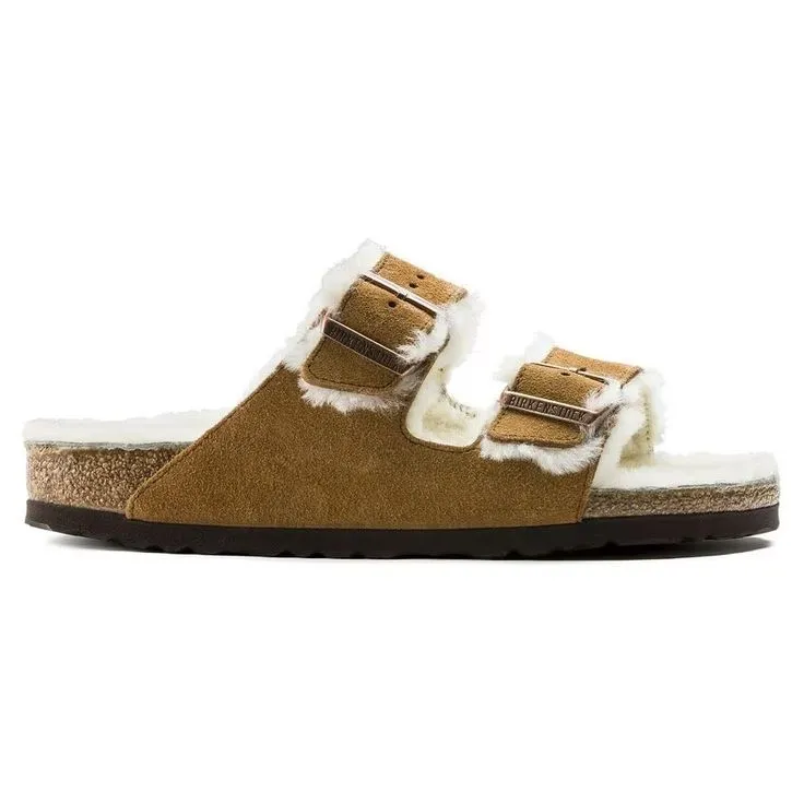 BIRKENSTOCK- ARIZONA SHEARLING SUEDE LEATHER SANDAL