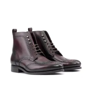 Bottines Derbies Brogue en cuir bordeaux