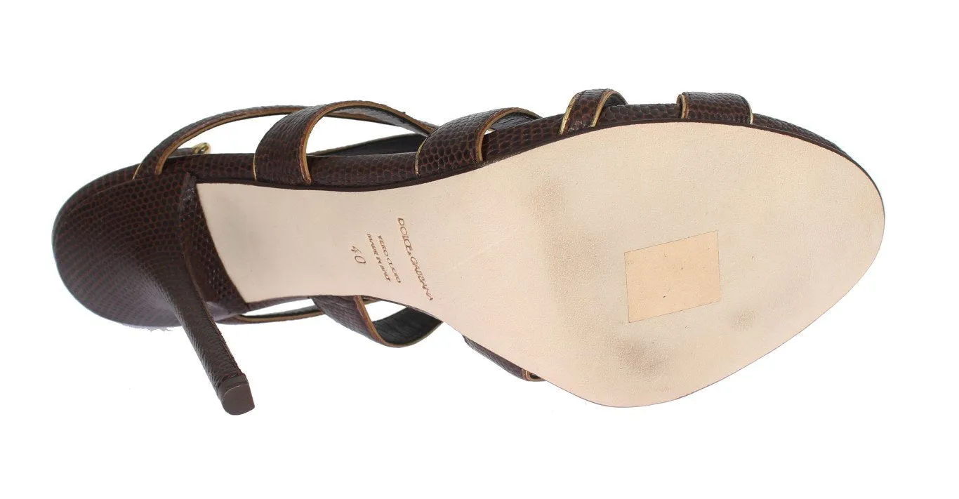 Brown Leather Ankle Strap Sandals