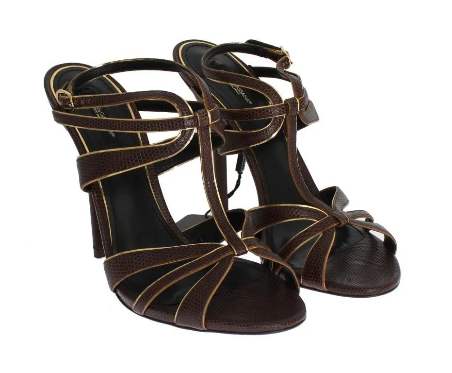 Brown Leather Ankle Strap Sandals