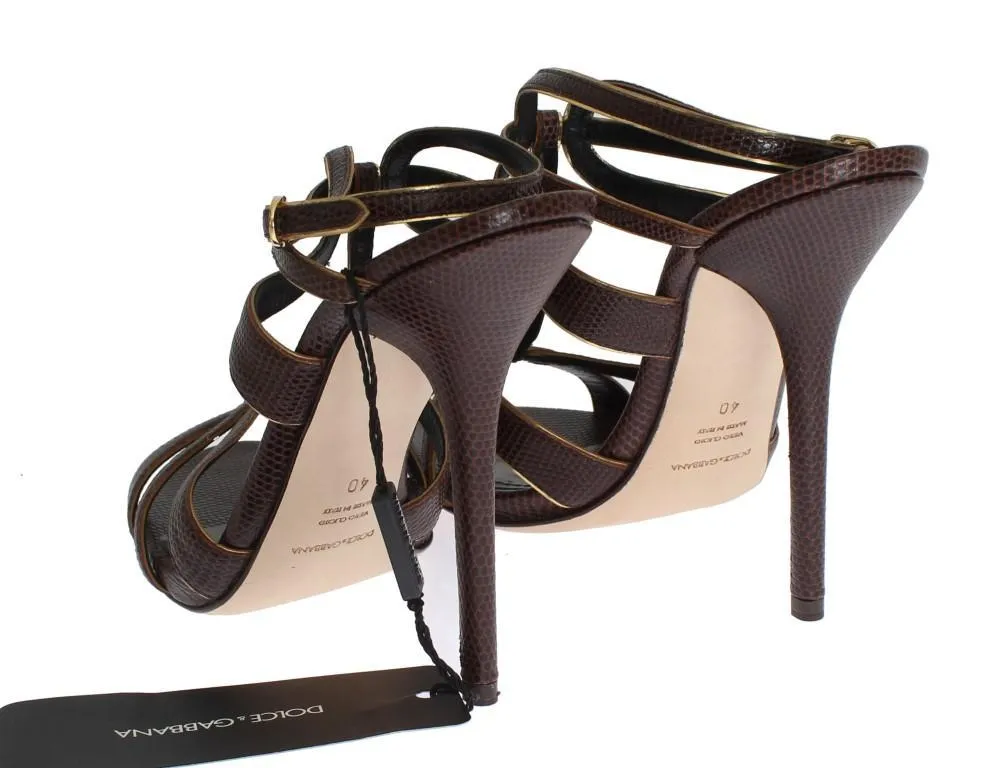 Brown Leather Ankle Strap Sandals