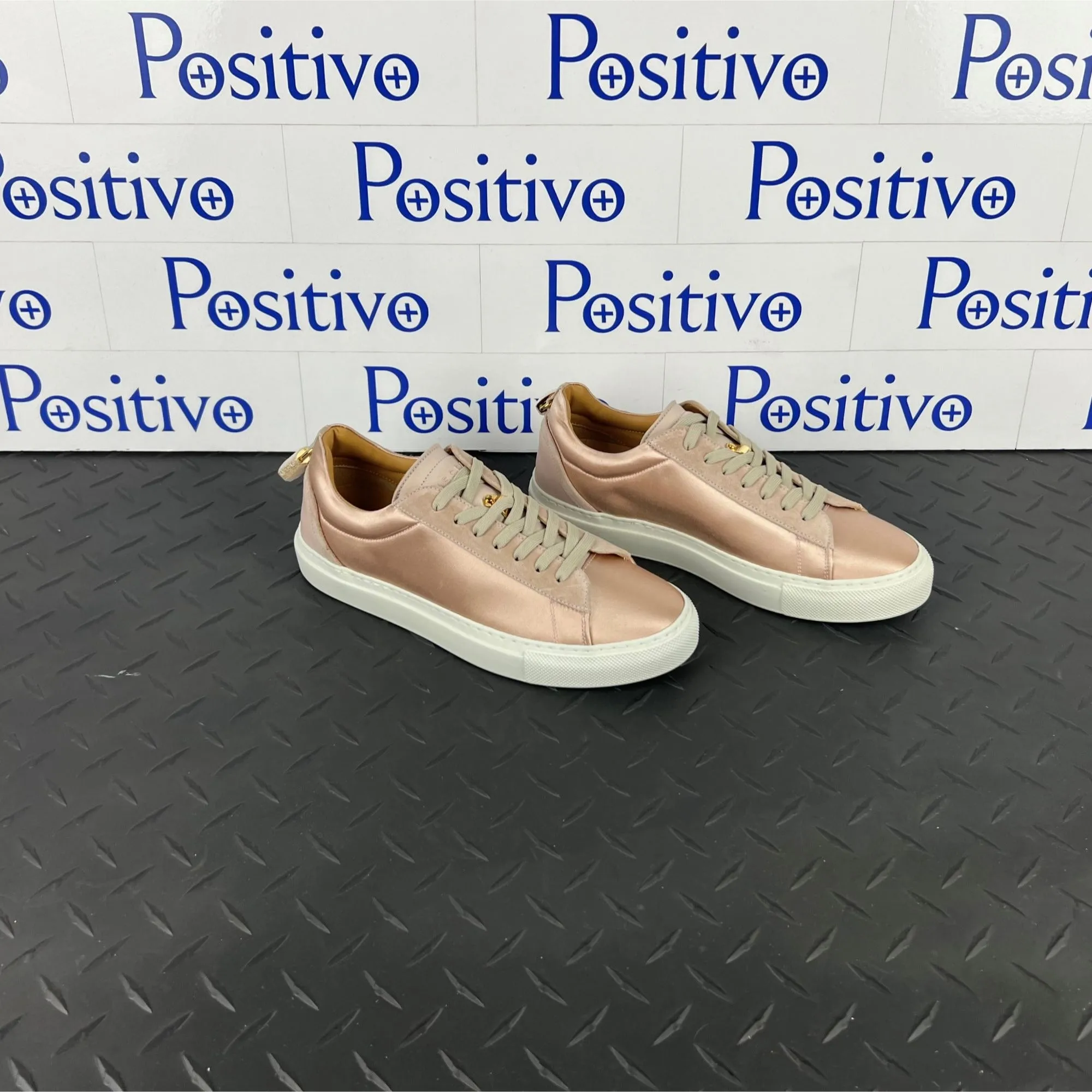Buscemi Women's Tennis Lock Dusty Pink Satin Sneakers SAMPLE