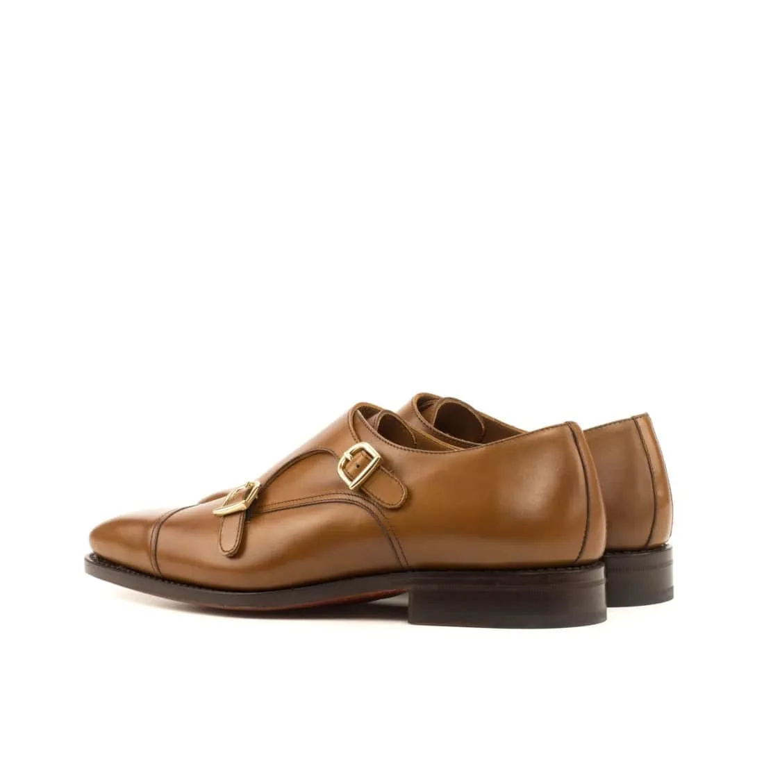 Chaussure double boucle en cuir marron clair
