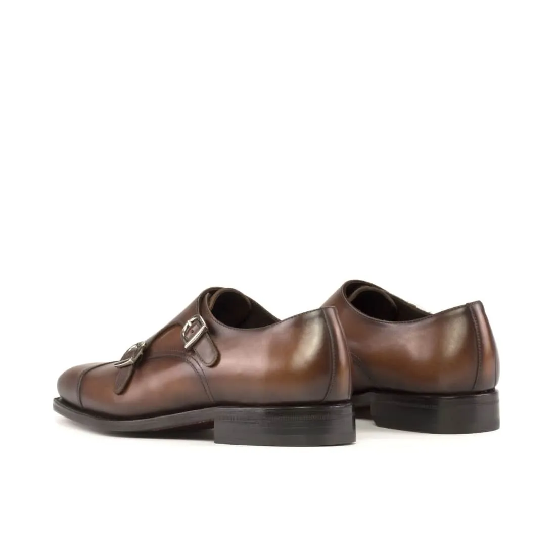 Chaussure double boucle en cuir marron moyen