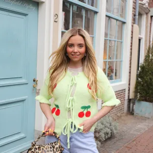 Cherry vest strikjes lime