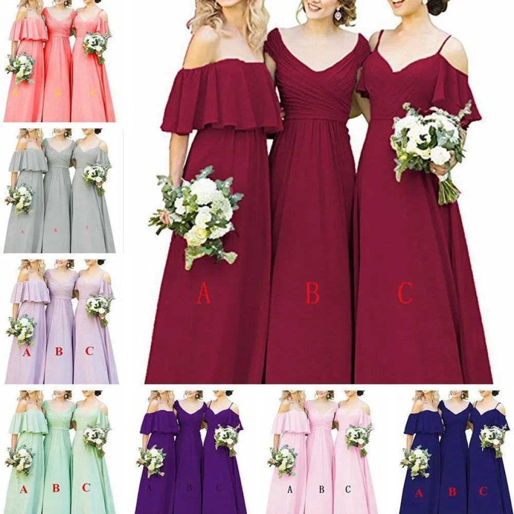 Chiffon Bridesmaid Dresses Long Wedding Party Gowns