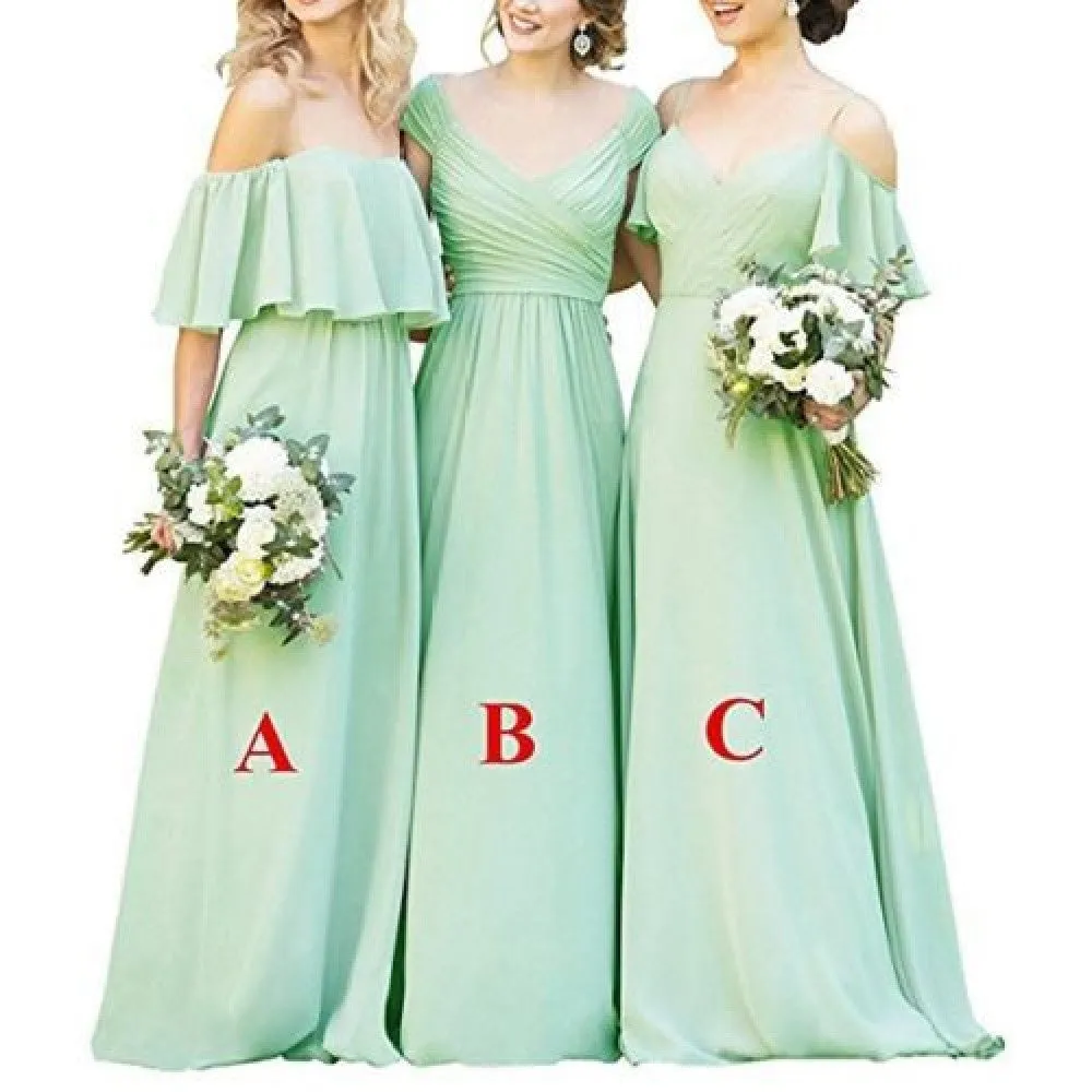 Chiffon Bridesmaid Dresses Long Wedding Party Gowns