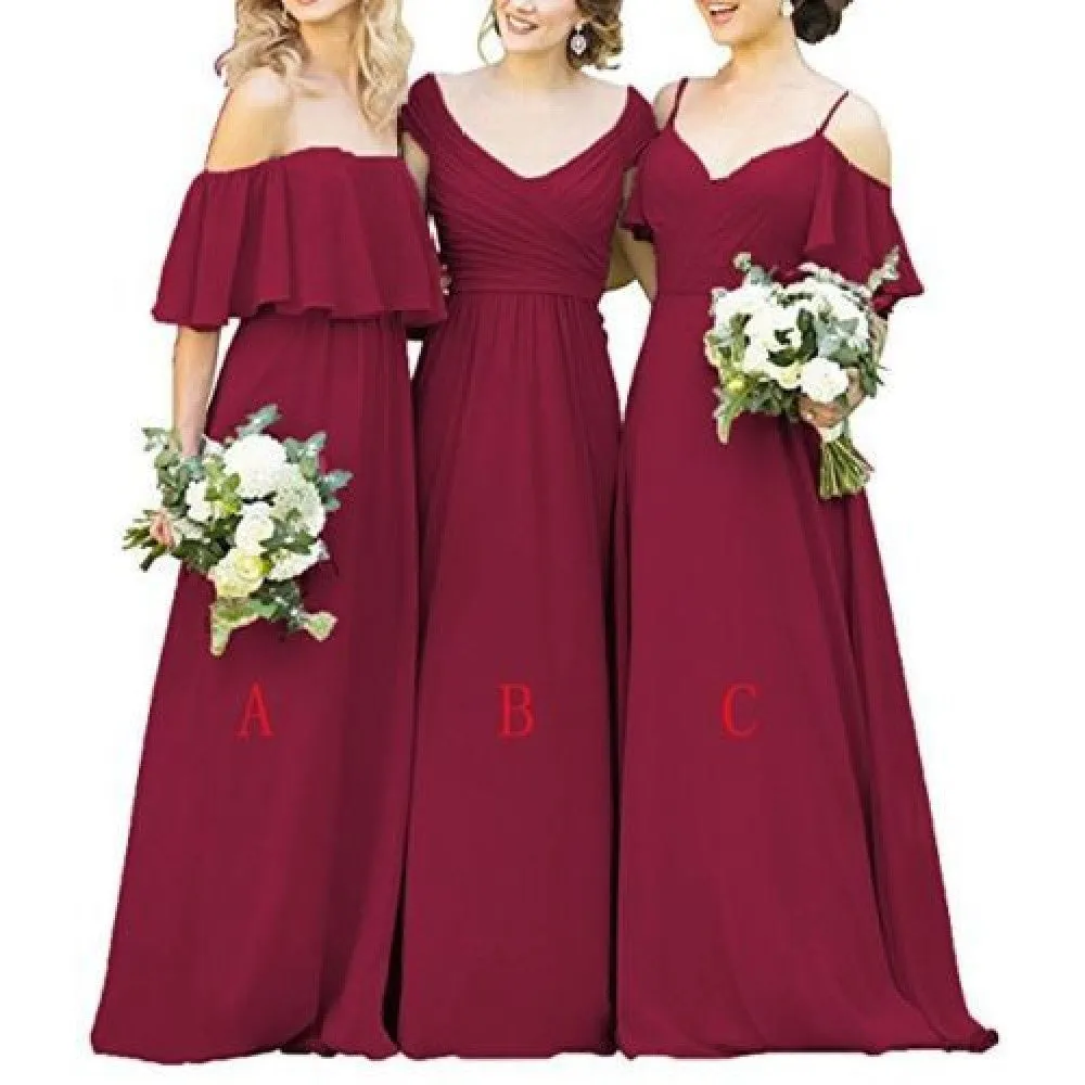 Chiffon Bridesmaid Dresses Long Wedding Party Gowns