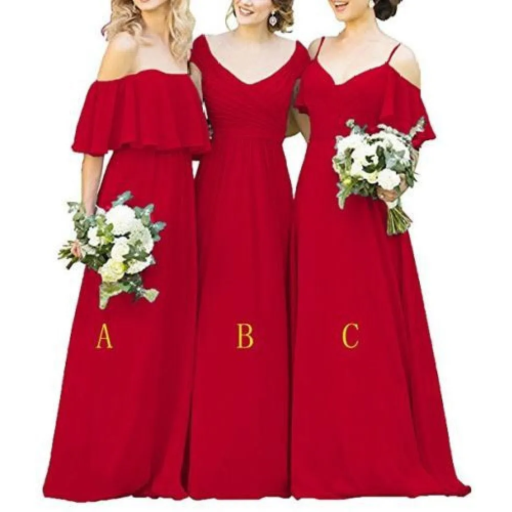 Chiffon Bridesmaid Dresses Long Wedding Party Gowns