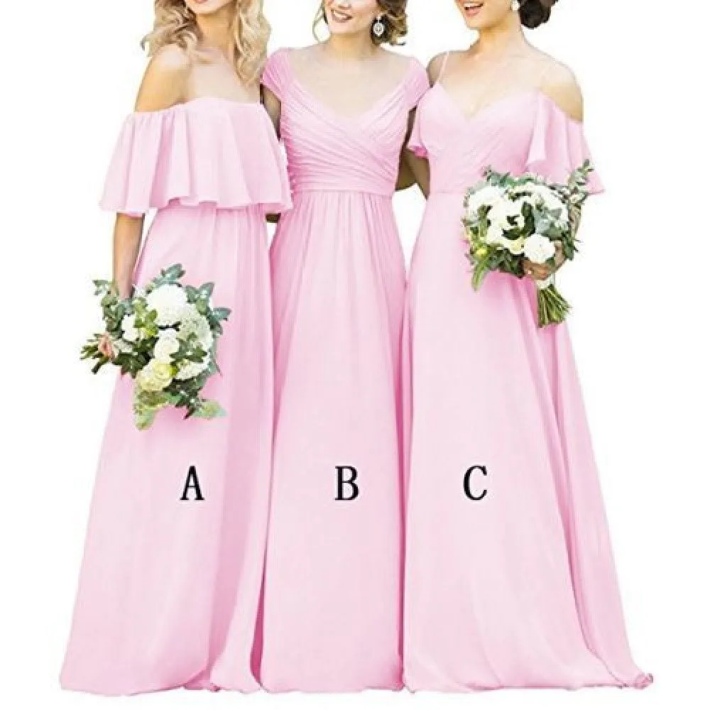 Chiffon Bridesmaid Dresses Long Wedding Party Gowns
