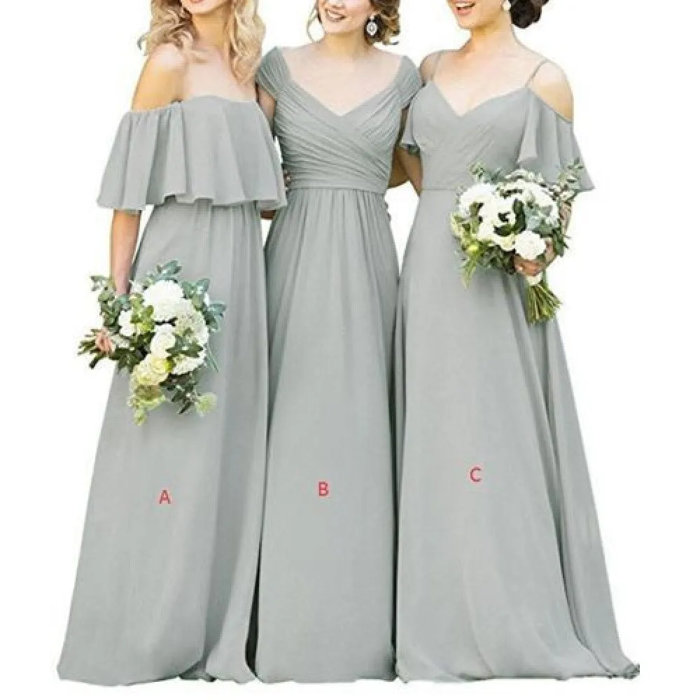 Chiffon Bridesmaid Dresses Long Wedding Party Gowns