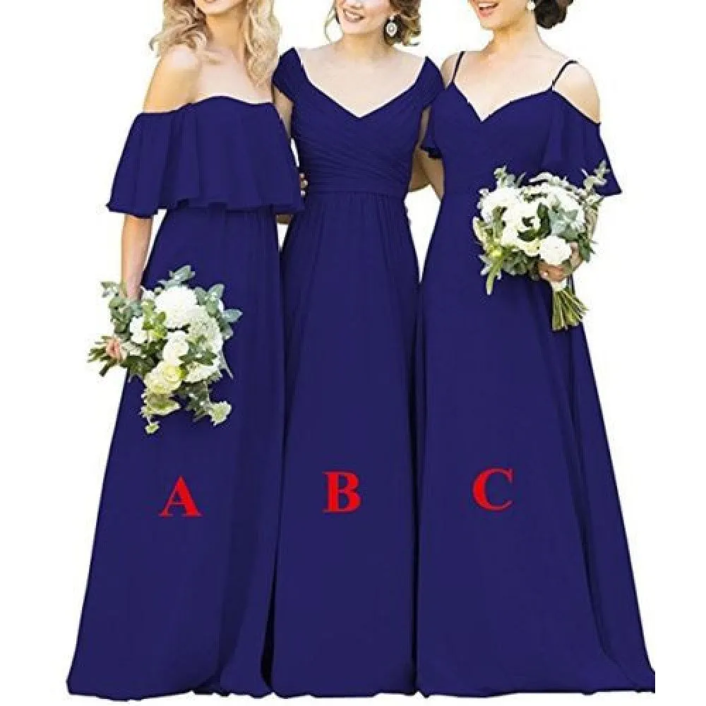 Chiffon Bridesmaid Dresses Long Wedding Party Gowns