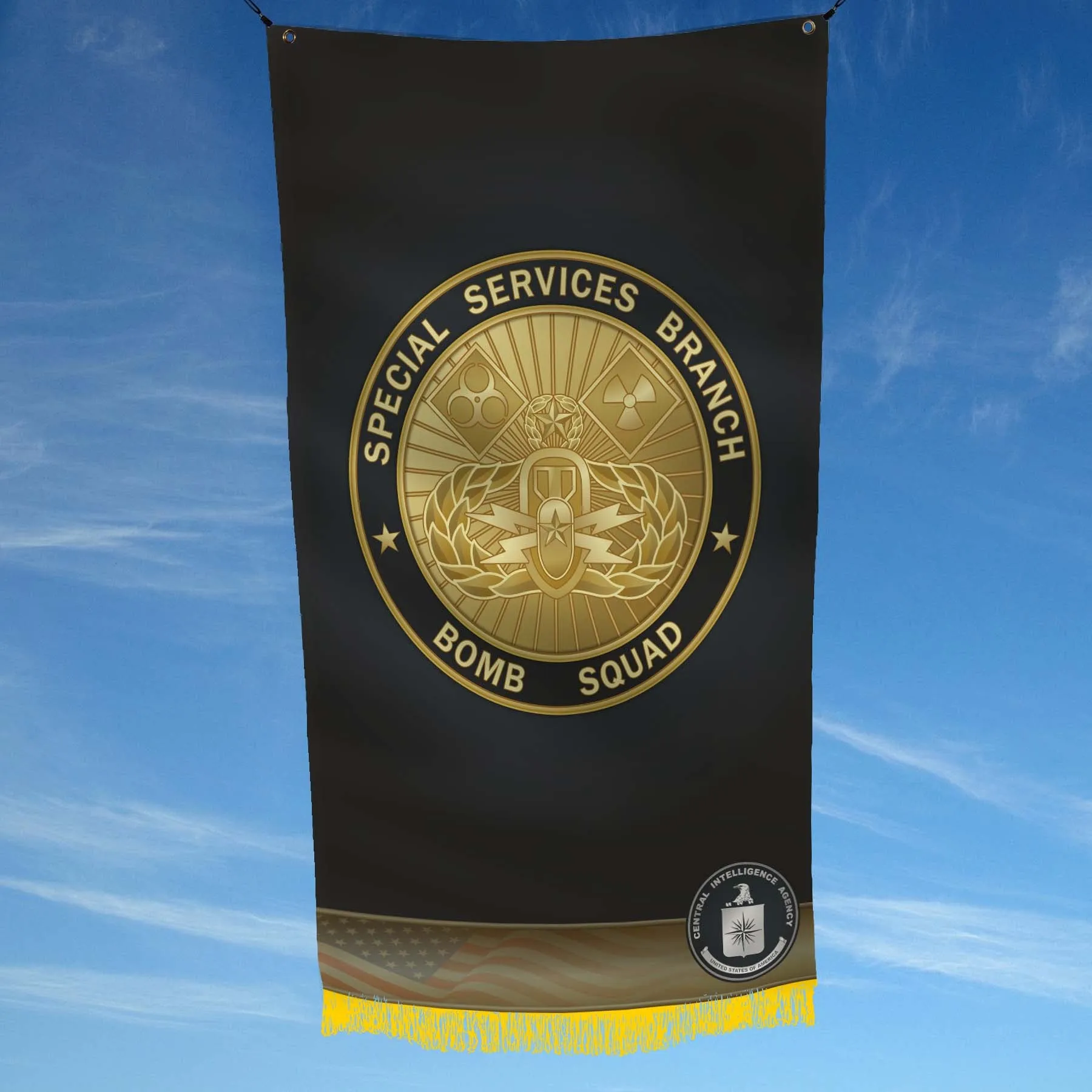 CIA Central Intelligence Agency Special Services Branch Bomb Squad USMC Flag Banner