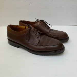 COLE HAAN PEBBLED BROWN LEATHER SPLIT APRON TOE OXFORDS