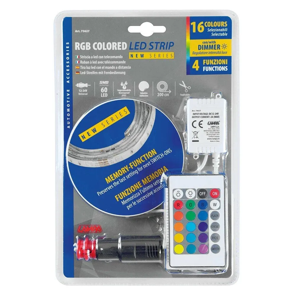 Colored Led Strip Lampa RGB, 12/24V, 200cm