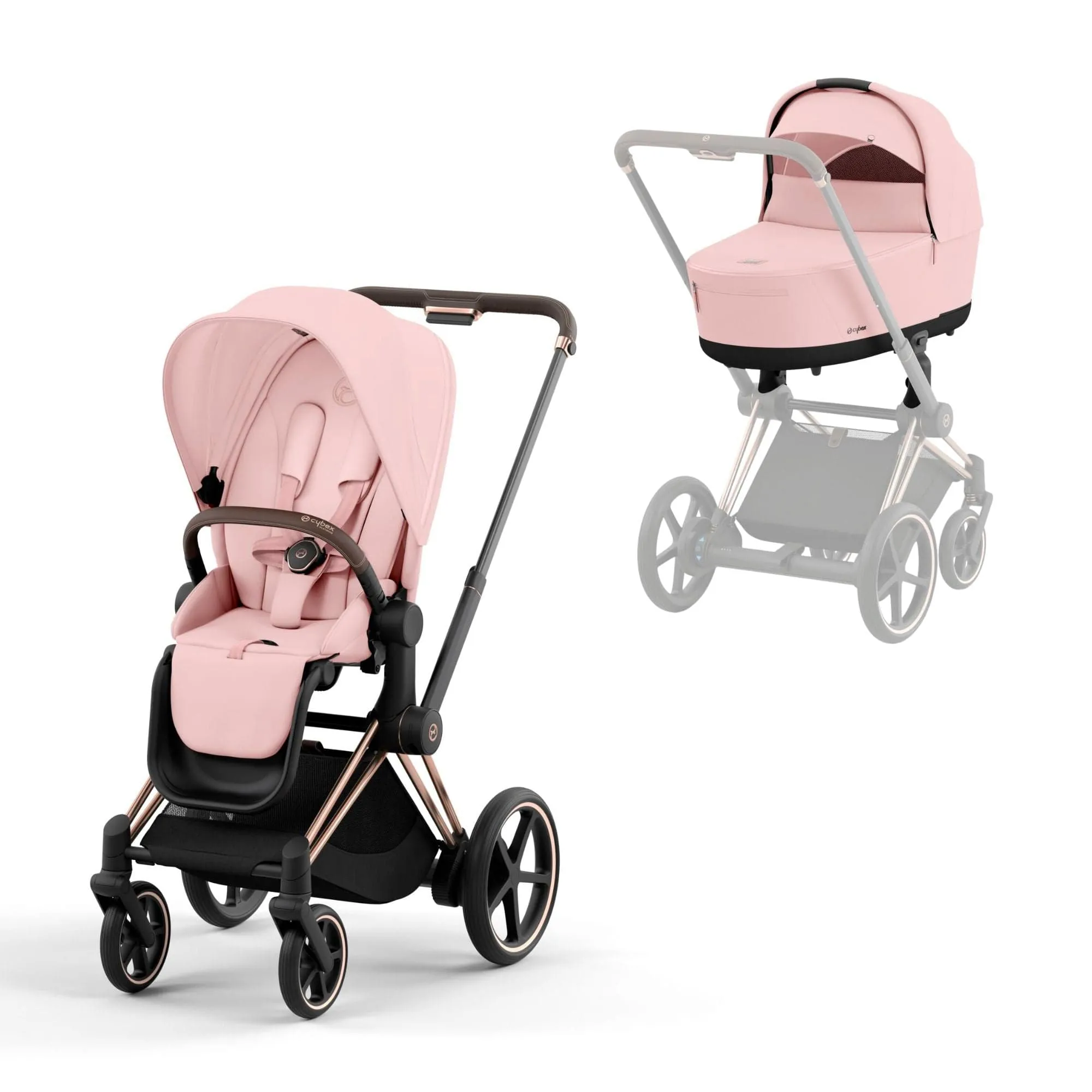 Cybex e-Priam Pram - Peach Pink