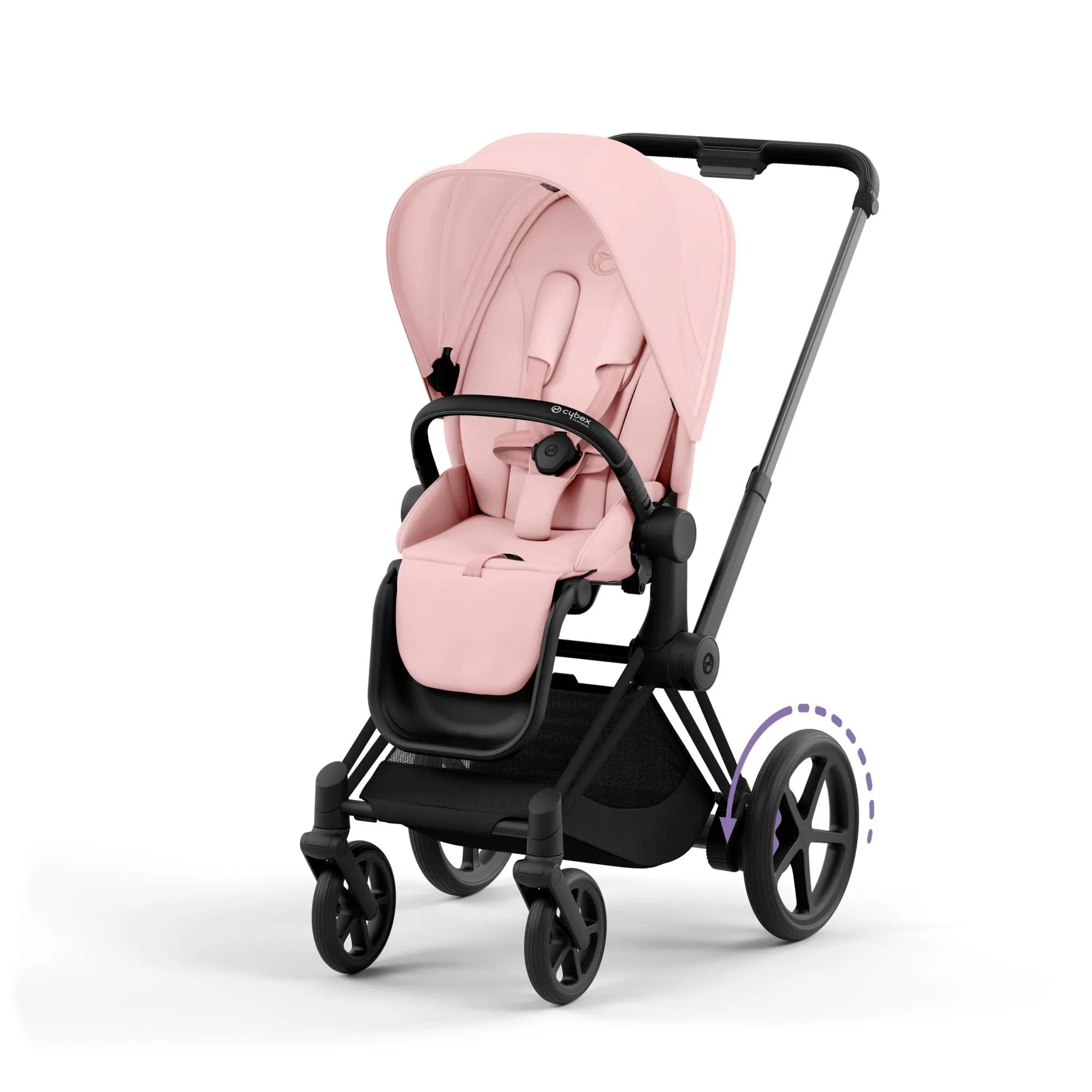 Cybex e-Priam Pram - Peach Pink