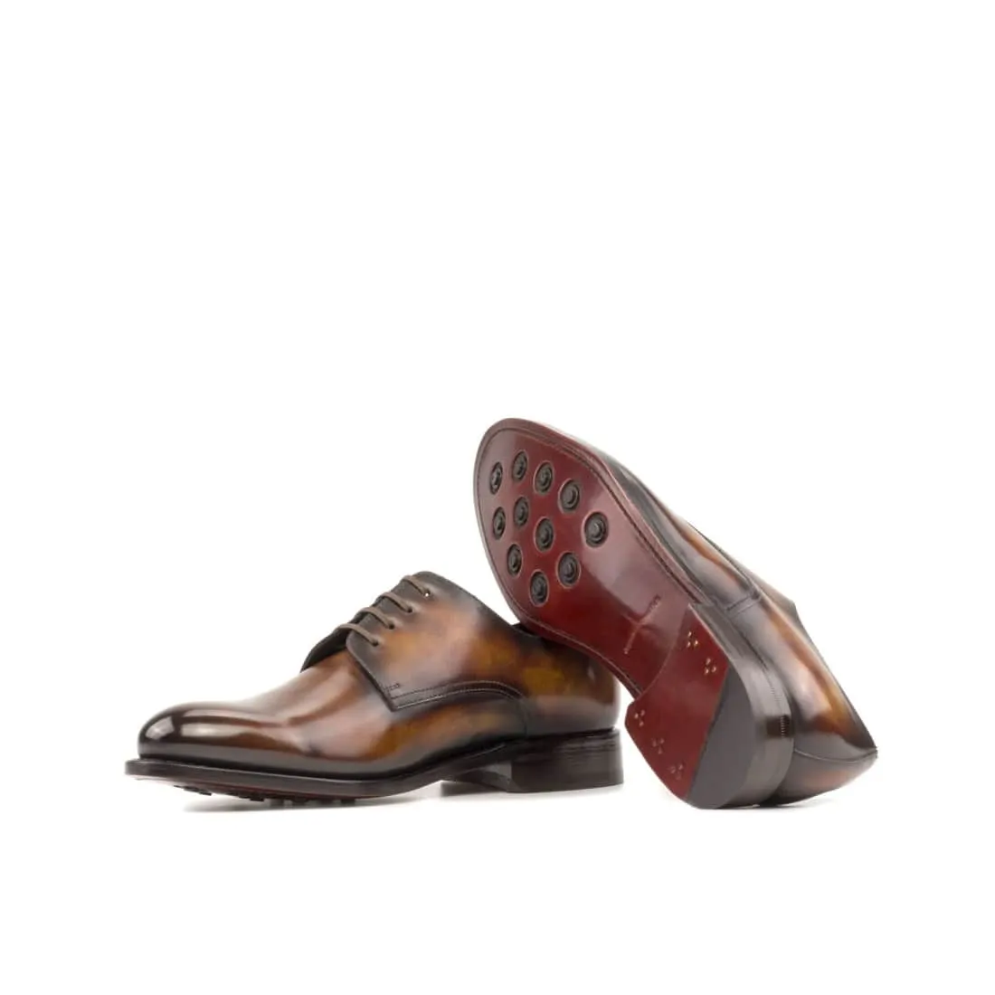 Derbie Blucher en cuir patiné cognac fire