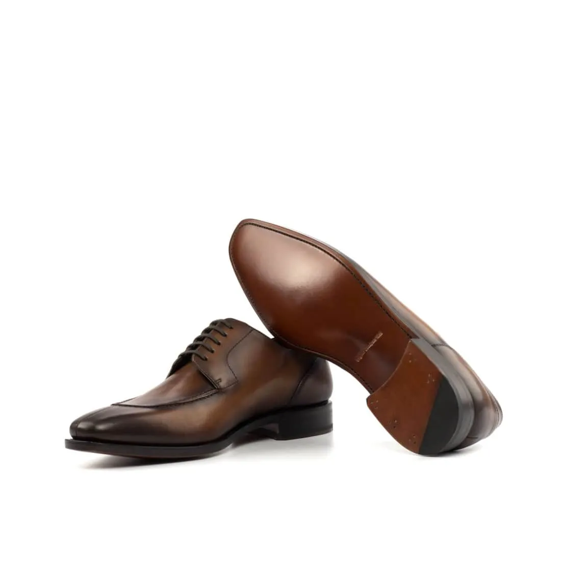 Derbie Chasse en cuir patiné marron moyen