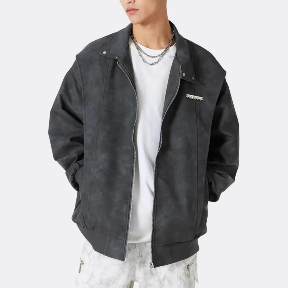 Design Patchwork Embroidered Suede Jacket