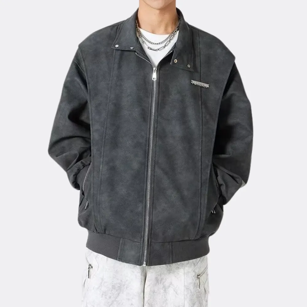 Design Patchwork Embroidered Suede Jacket