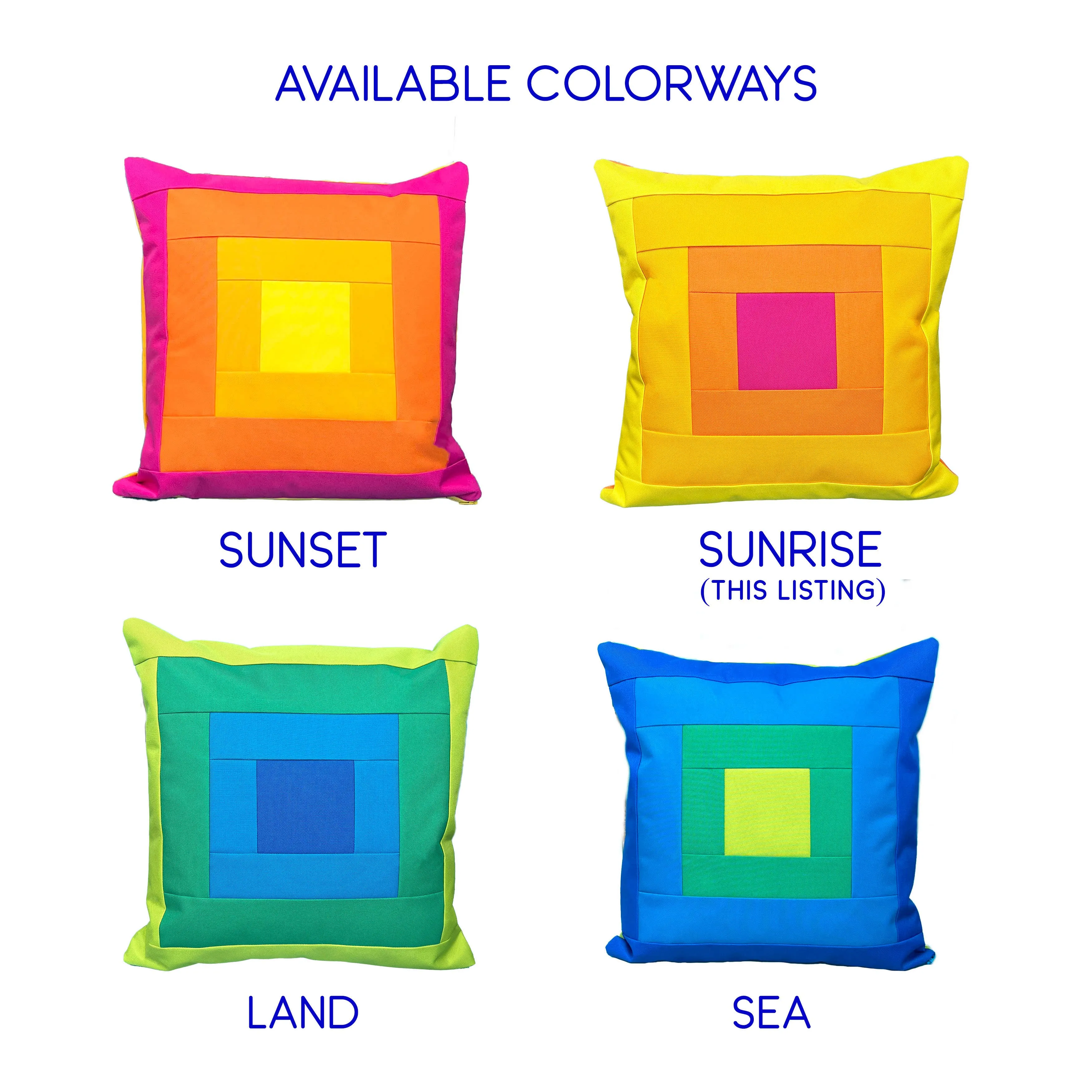 Dirtsa Studio - Outdoor Pillow Cover in "Sunrise" Colorway: Outer Case Only